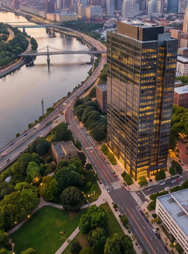 Riverfront, from above
